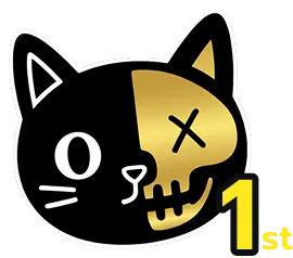 Gold cat icon with a half-skull face showing 1st place